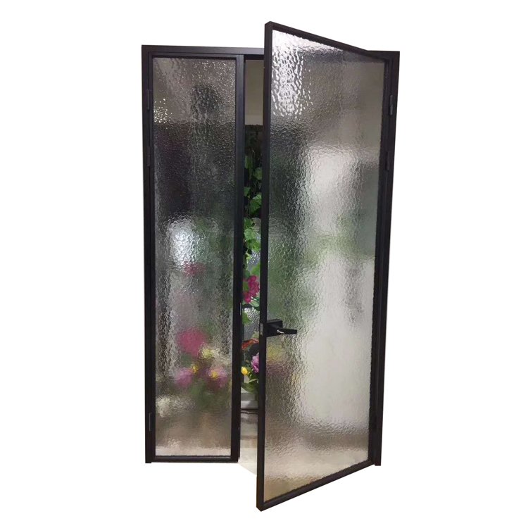 exterior metal black wrought iron security hollow double tempered safety glass double swing french doors