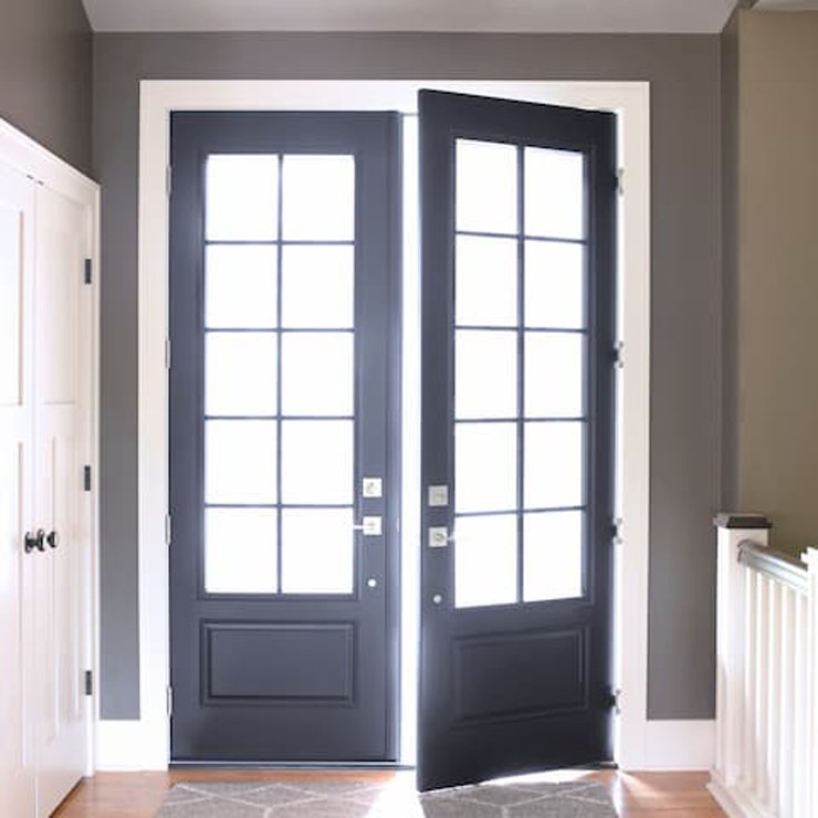 exterior metal black wrought iron security hollow double tempered safety glass double swing french doors