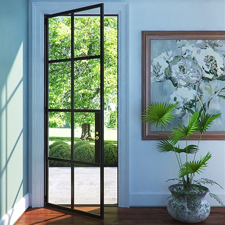 exterior metal black wrought iron security hollow double tempered safety glass double swing french doors