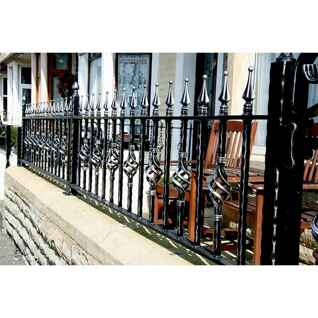 2024 New Wrought Iron Fence Design Metal Stair Railing Steel Fence Steel Picket Fencing