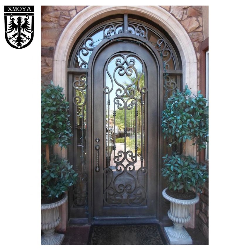 Villa Front Entry Door With English Style Luxury Entrance Wrought Iron Single Door With Kickboard And Side Window
