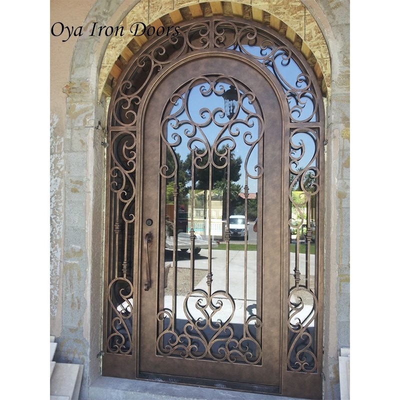 Villa Front Entry Door With English Style Luxury Entrance Wrought Iron Single Door With Kickboard And Side Window