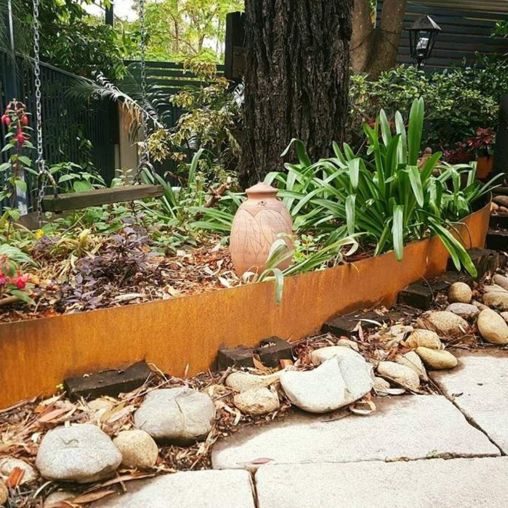 Metal Lawn Edging Modern Fencing Panels Border Flexible 2.4m Landscape Iron Rusty Corten Steel Garden Lawn Edging