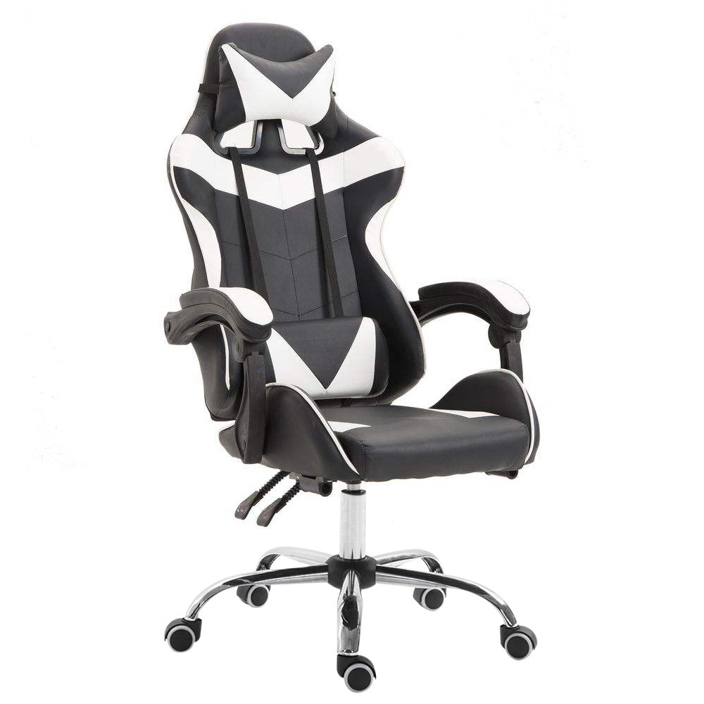Wholesale Kawaii Girl Racing Design Gaming Chair Cute Powder White Synthetic Leather Nylon Swivel Reclining Durable Metal Frame