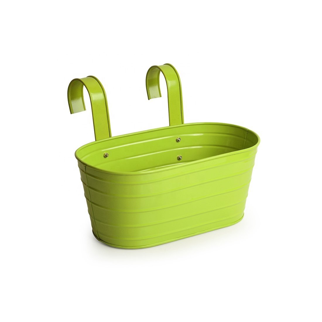 Galvanized Iron Grass Green Outdoor and Indoor Planter Set of 2 Usage Garden Home Hotel Restaurant High Quality Bulk Quantity