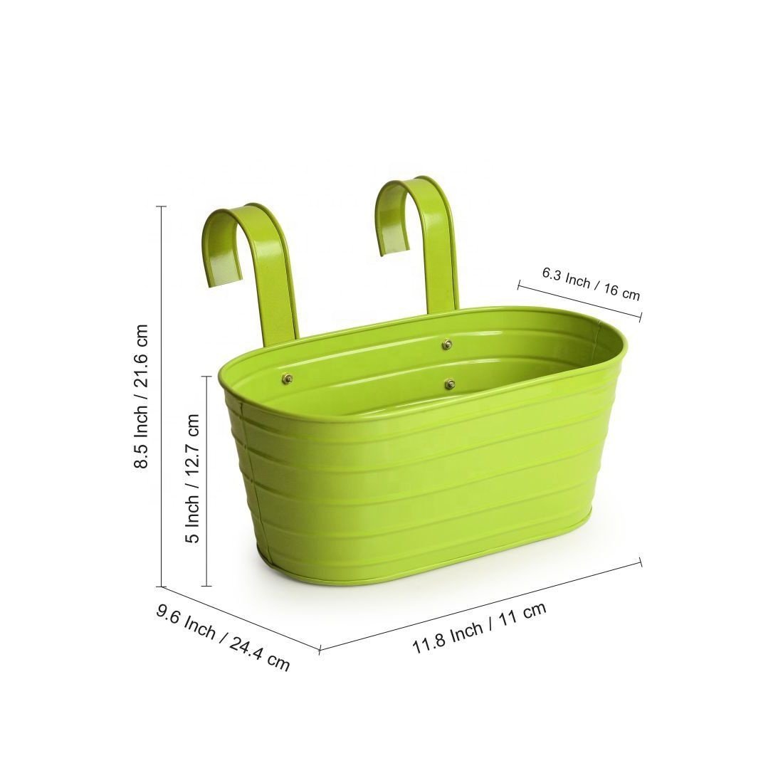 Galvanized Iron Grass Green Outdoor and Indoor Planter Set of 2 Usage Garden Home Hotel Restaurant High Quality Bulk Quantity