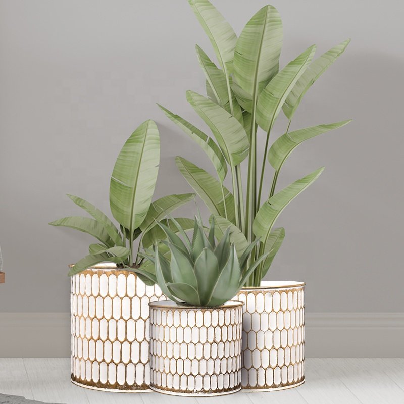 Flower planter pot metal pot golden planter pot