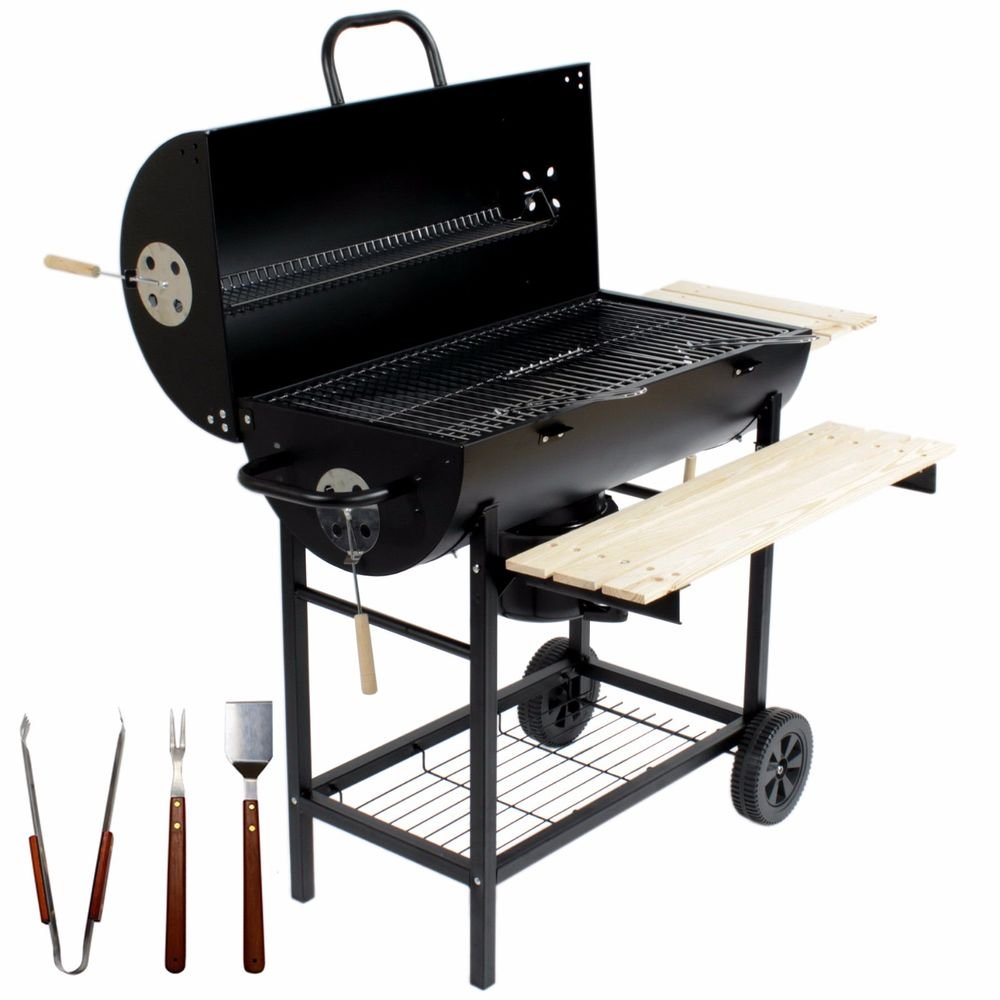 Round Cooking Grill Barbecue Smoker with Chimney Charcoal BBQ with Lid