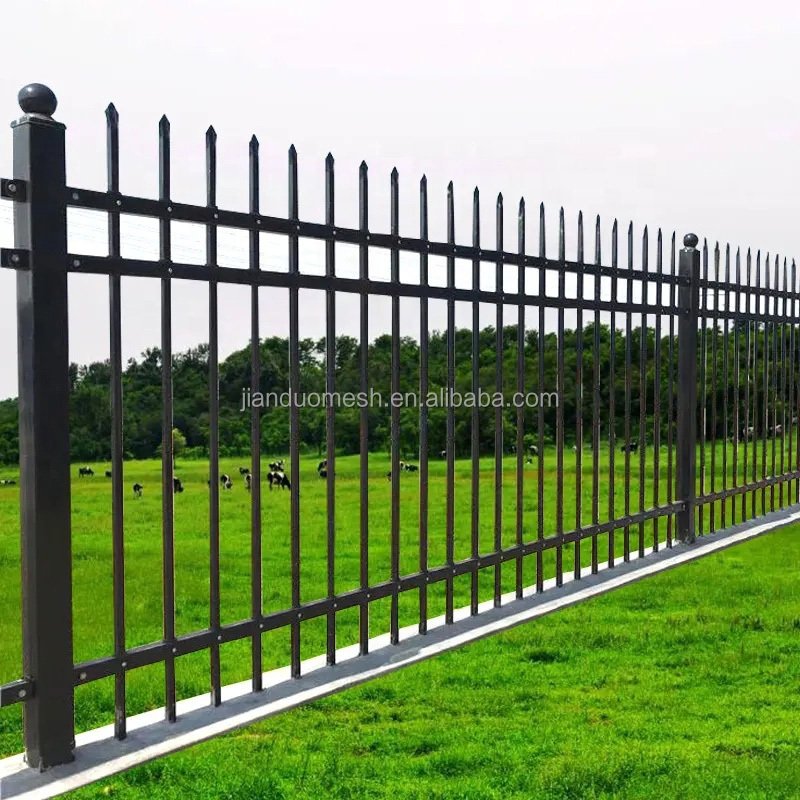 Removable black steel metal 7ftx10ft wrought iron temporary fence