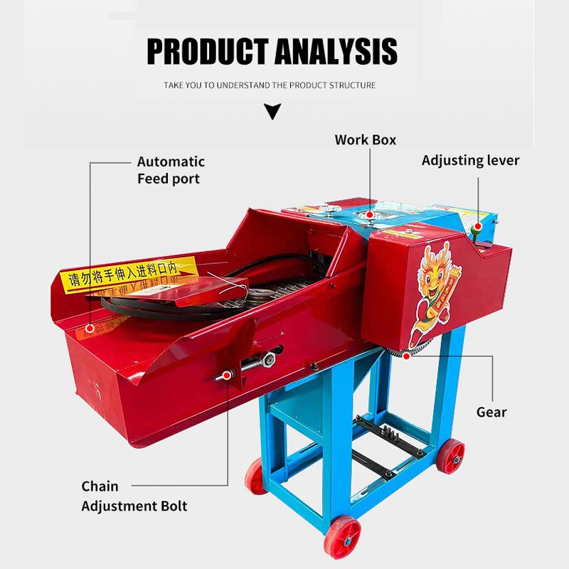 Agriculture small hay straw farm gardening cutter animals feed electric motor powdered chaff cutter machine animal grass on sale