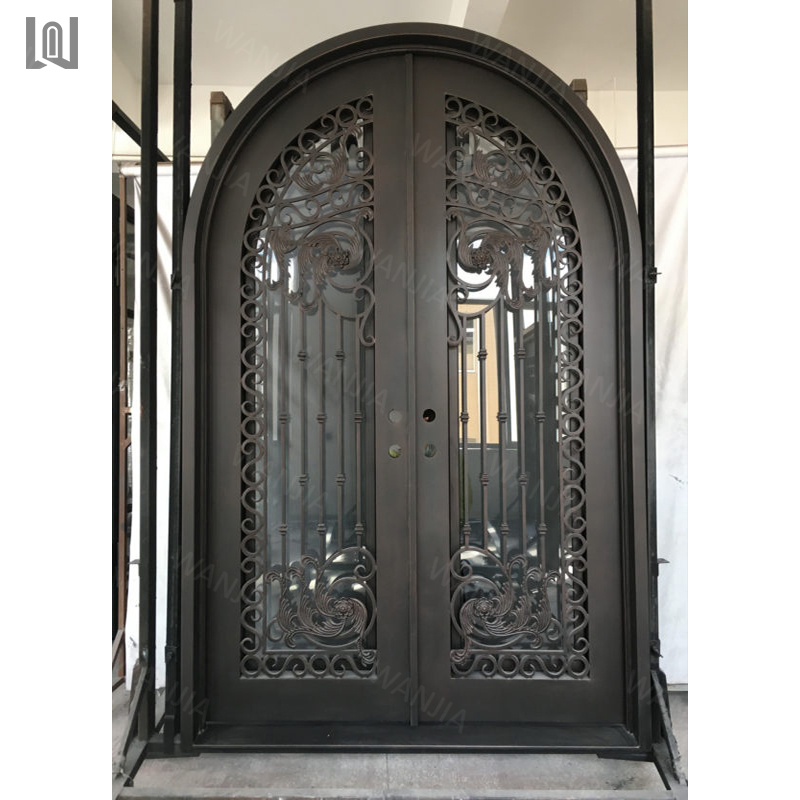 Wholesaler hot selling exterior front entry french door security front wrought iron double door entry iron french door