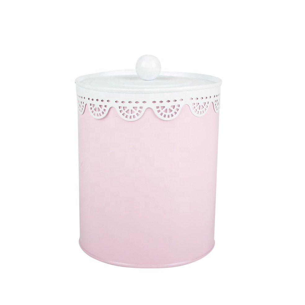 Cream Pink Colourful Oval kitchen canister metal bread box tea sugar coffee biscuit Tinplate pot set of 5