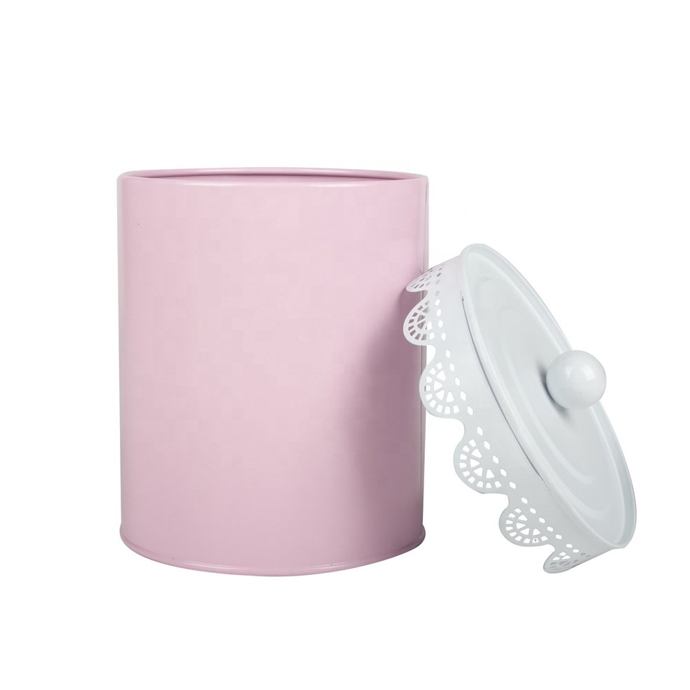 Cream Pink Colourful Oval kitchen canister metal bread box tea sugar coffee biscuit Tinplate pot set of 5