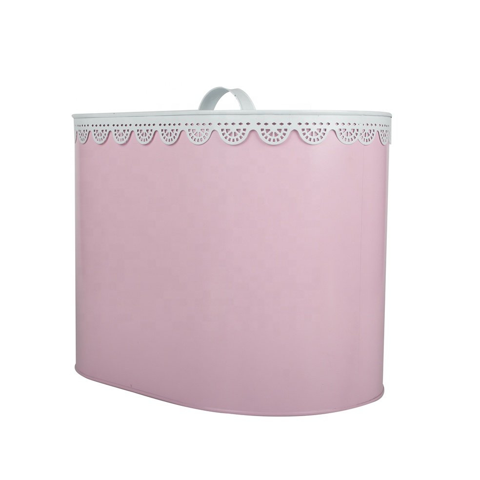 Cream Pink Colourful Oval kitchen canister metal bread box tea sugar coffee biscuit Tinplate pot set of 5