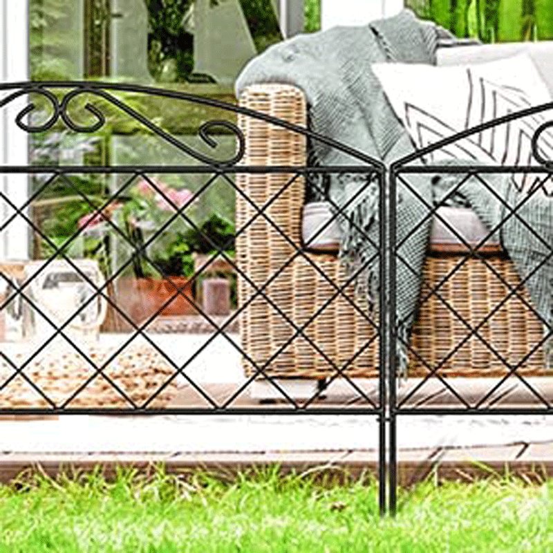 Metal Garden Fence Panel Set,Rustproof Wrought Iron Small Garden Fence Edging Flower Bed Animal Barrier Border