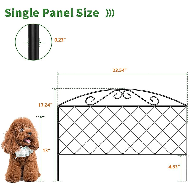 Metal Garden Fence Panel Set,Rustproof Wrought Iron Small Garden Fence Edging Flower Bed Animal Barrier Border