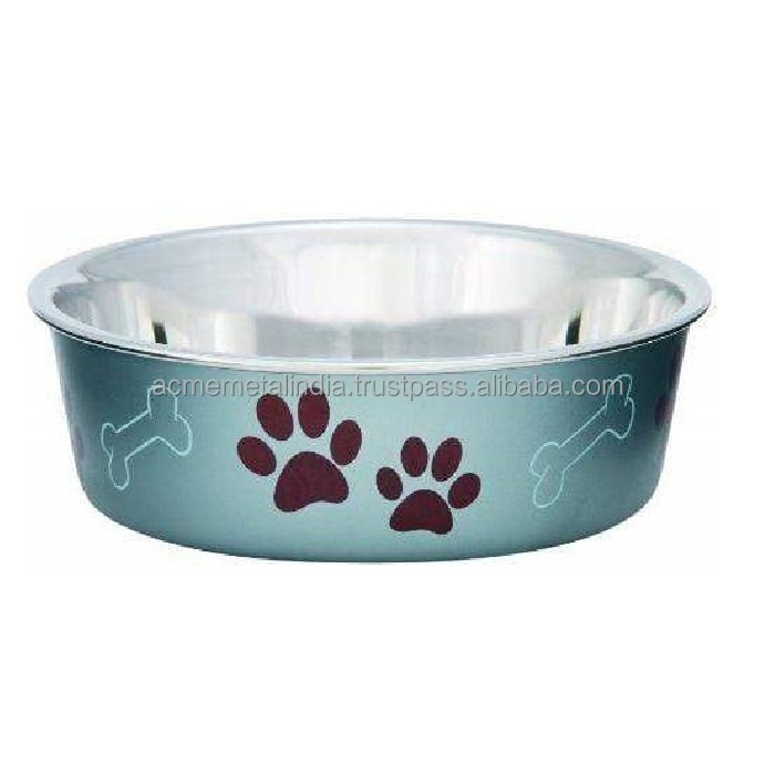 Drinking Bowl for Pets in Metal with Black Powder Coated Exterior and Gold Interior Perfect for Stylish Home and Garden