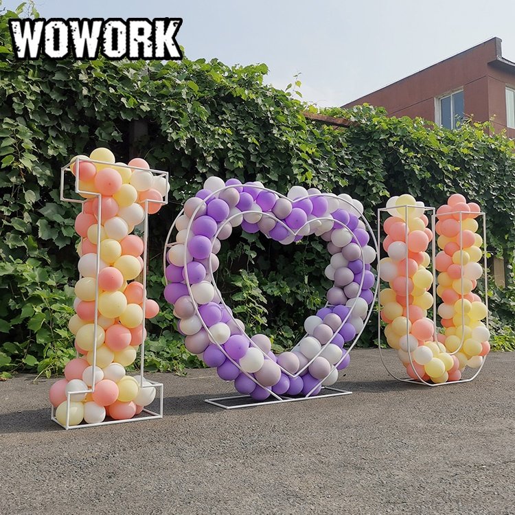 2024 WOWORK detachable metal iron outdoor frame metal letters balloon fillable letter number for birthday wedding decoration