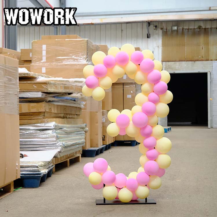 2024 WOWORK detachable metal iron outdoor frame metal letters balloon fillable letter number for birthday wedding decoration