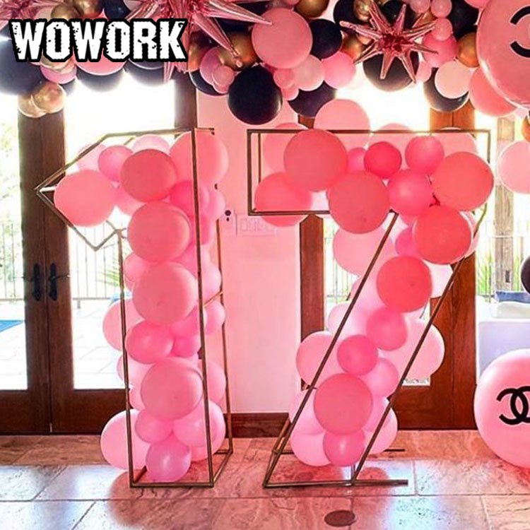 2024 WOWORK detachable metal iron outdoor frame metal letters balloon fillable letter number for birthday wedding decoration