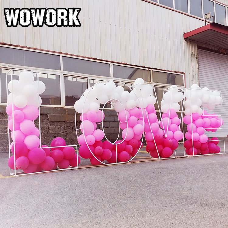 2024 WOWORK detachable metal iron outdoor frame metal letters balloon fillable letter number for birthday wedding decoration