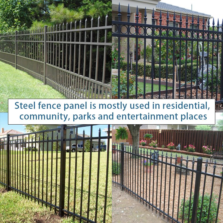 Swimming Pool Metal Fencing 6ftx8ft metal tube anti rust security steel fence wrought iron fence panels