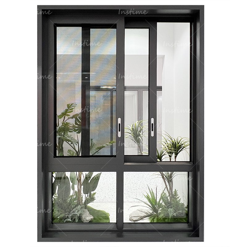 Instime High Quality Minimalism Narrow Frame Slim Aluminum Sliding Glass Window For Home Interior Office Window Design For House
