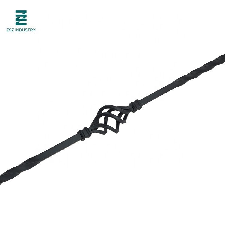 Stair Parts 1/2inch Satin Black Single Basket With Double Twist Iron Stair Spindles Balusters Wrought Iron Balusters