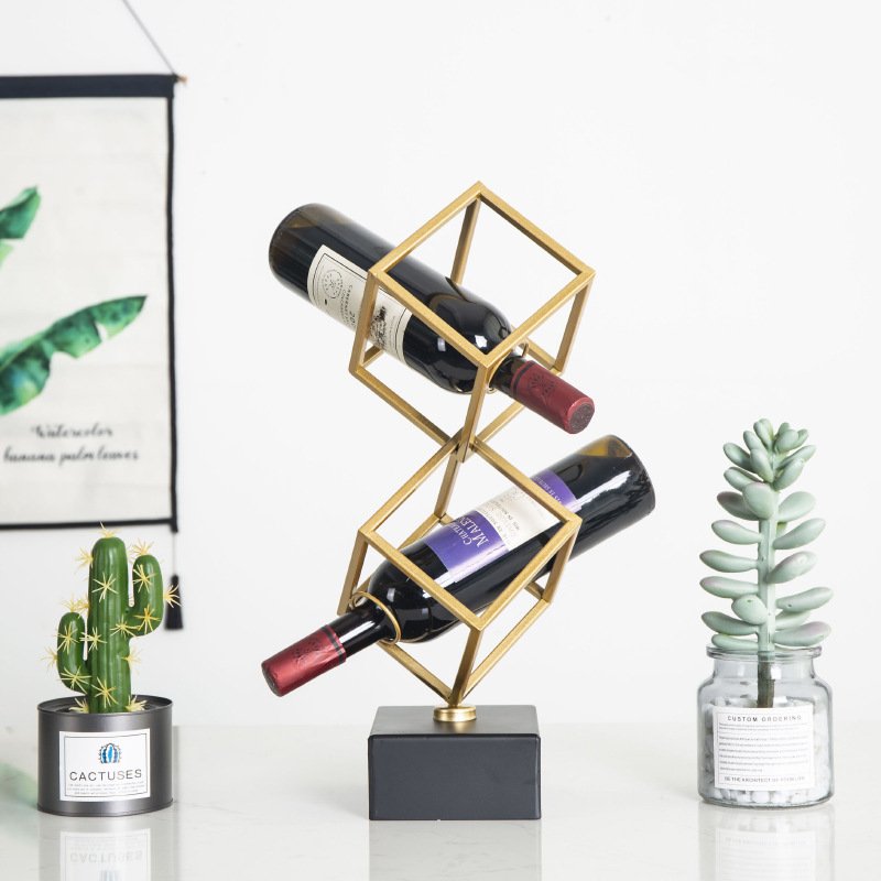 Factory Price Luxury Gold Metal Wine Racks Countertop Bar Bottle Display Shelf Wine Holder