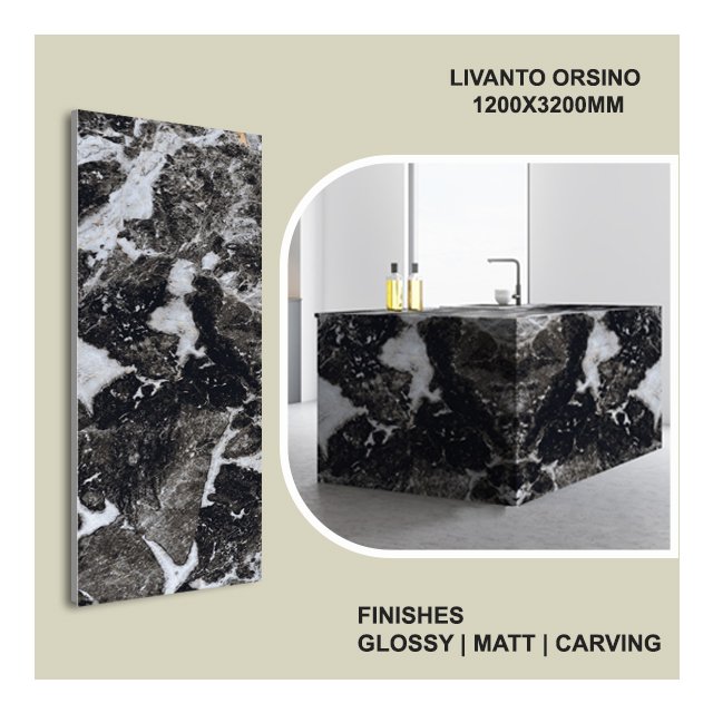 Big Porcelain Tiles 1200*3200MM Porcelain Polished Glazed Marble Look Slab Tile Sintered Stone Wall Slab for Home and Office