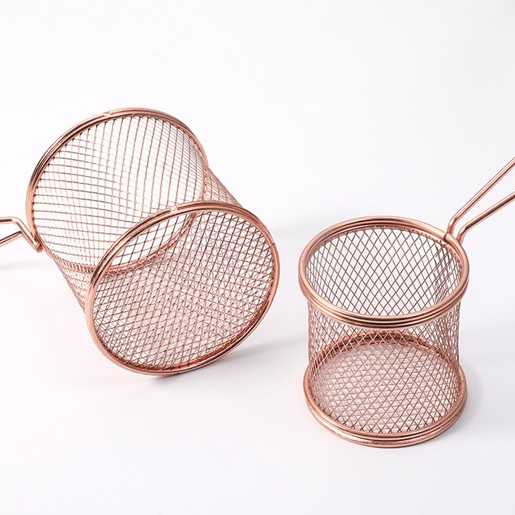 China Factory Cheap Powder Coated Mini Metal Stainless Steel Wire Mesh Fries Holder French Fry Basket