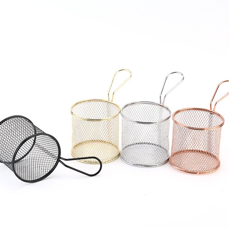 China Factory Cheap Powder Coated Mini Metal Stainless Steel Wire Mesh Fries Holder French Fry Basket