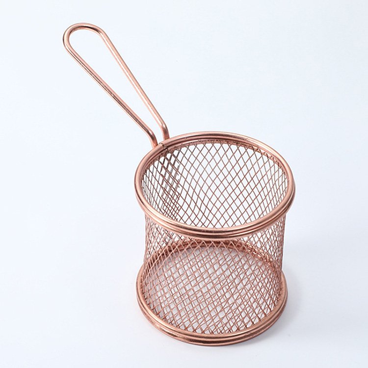 China Factory Cheap Powder Coated Mini Metal Stainless Steel Wire Mesh Fries Holder French Fry Basket