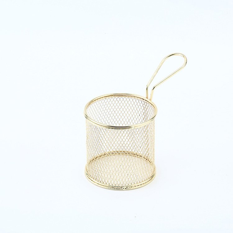 China Factory Cheap Powder Coated Mini Metal Stainless Steel Wire Mesh Fries Holder French Fry Basket