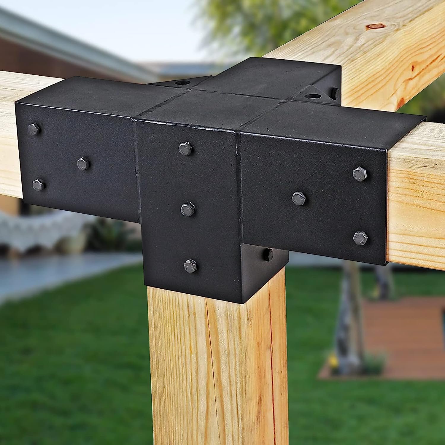 Aluminium pergola kit bracket DIY Elevated Wood Stand Steel Bracket Heavy Duty Outdoor Garden Pergola Bracket