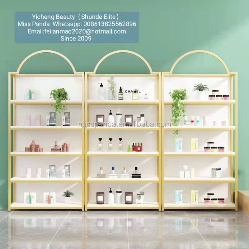 Yicheng Professional Manufacture Cheap Shoe Rack Cosmetics Display Shelf gel polish floor display cabinet stand with led light