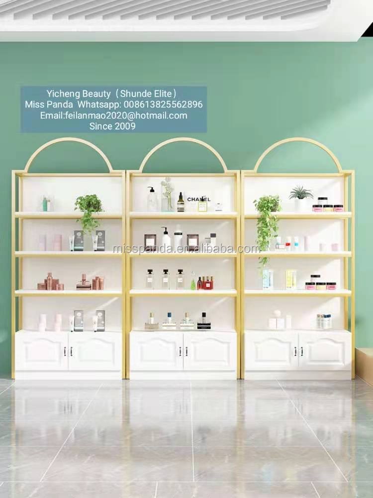 Yicheng Professional Manufacture Cheap Shoe Rack Cosmetics Display Shelf gel polish floor display cabinet stand with led light