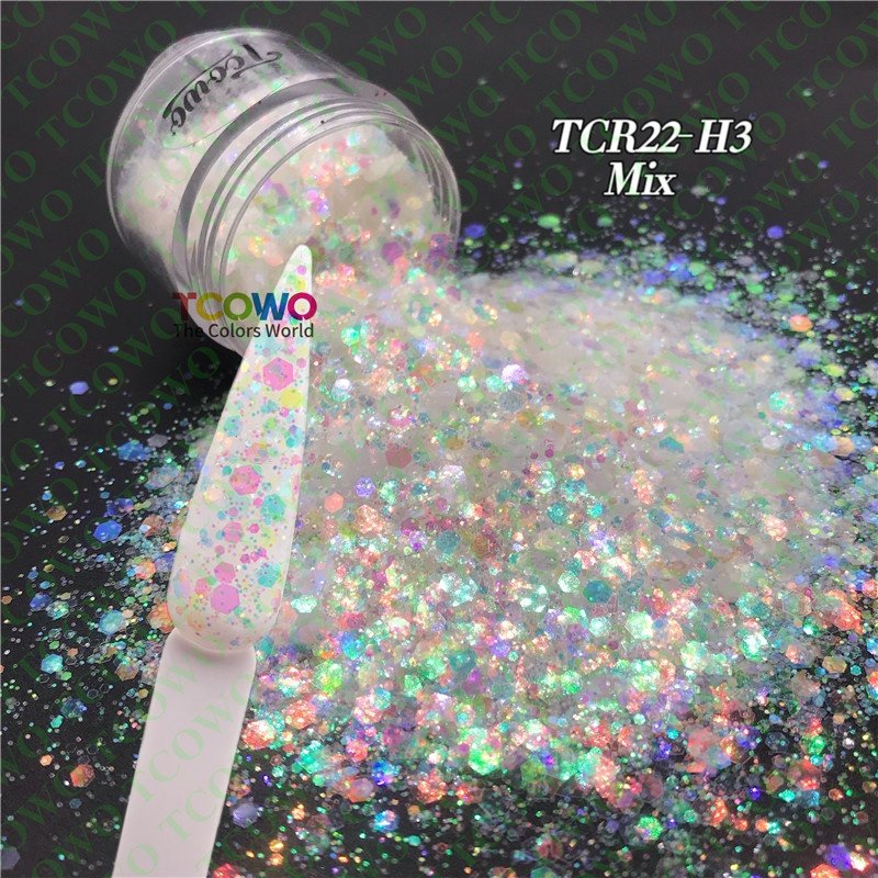 Wholesale 24 Colors Bright Colorful Polyester Hexagon Holographic Mix Chunky Body Glitter Flakes powder