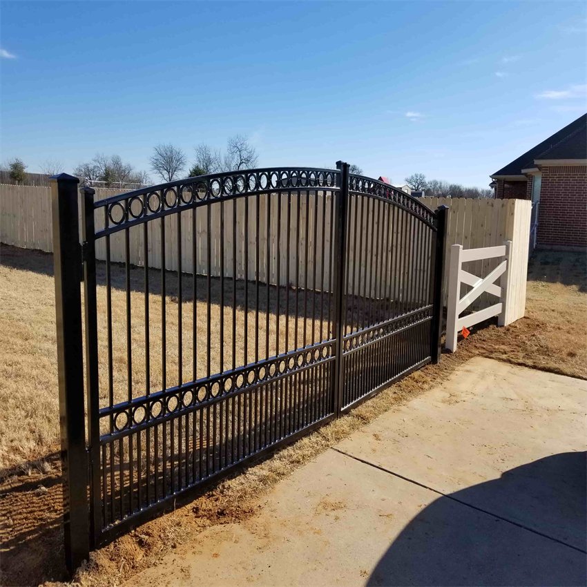 Ornamental Black Powder Coated Deer Design 18ft Wrought Iron Gate