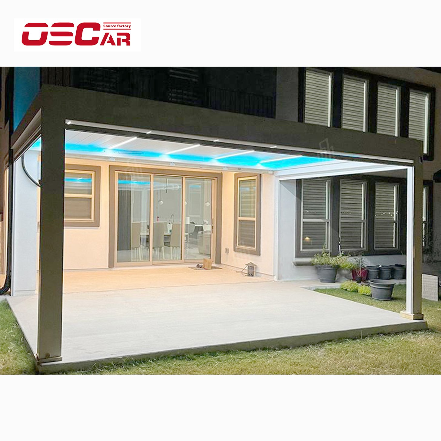 Pergola Modern Design Patio Gazebo Motorized Automatic Bioclimatic Aluminium Movable Louvered Roof Pergola for Outdoor Garden