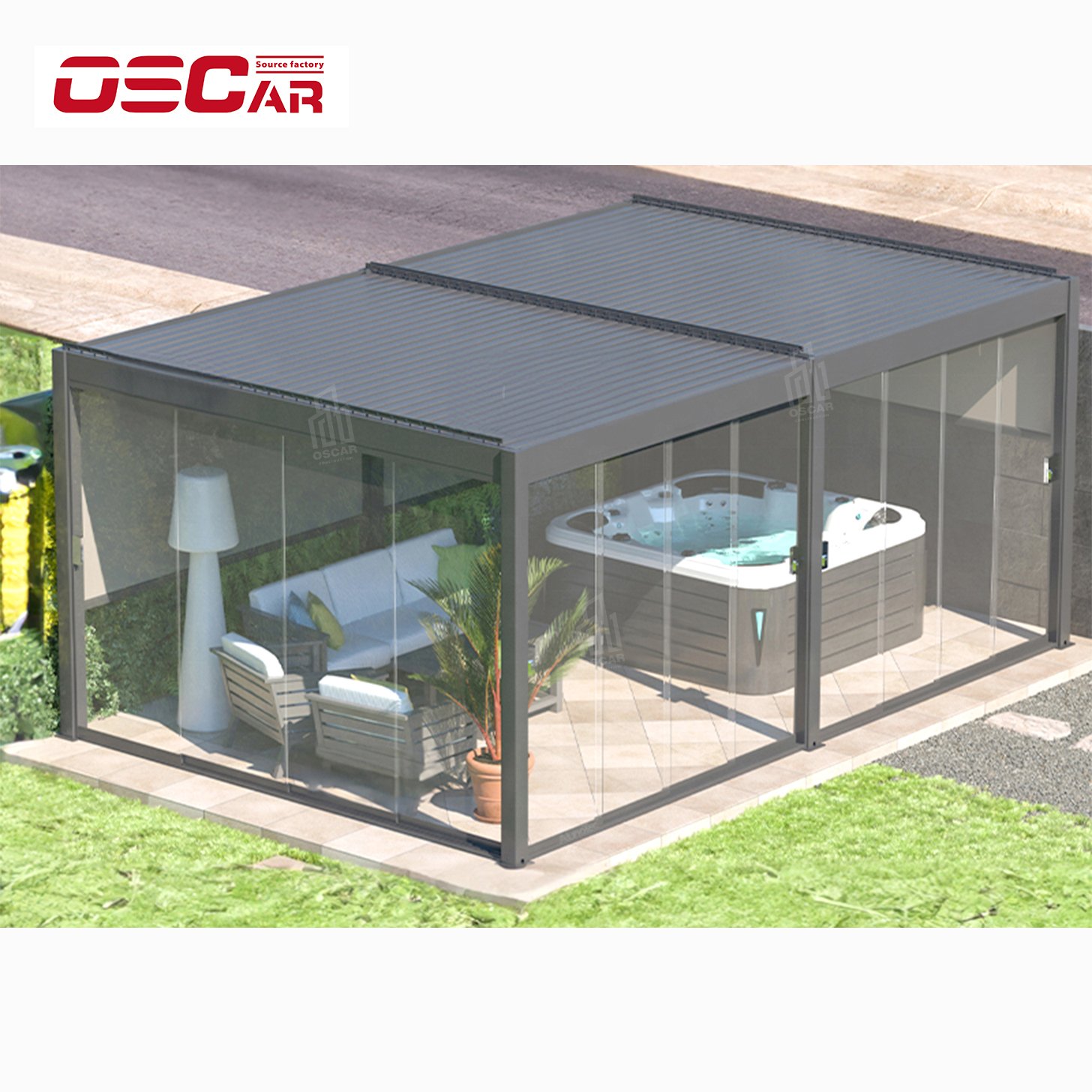Pergola Modern Design Patio Gazebo Motorized Automatic Bioclimatic Aluminium Movable Louvered Roof Pergola for Outdoor Garden
