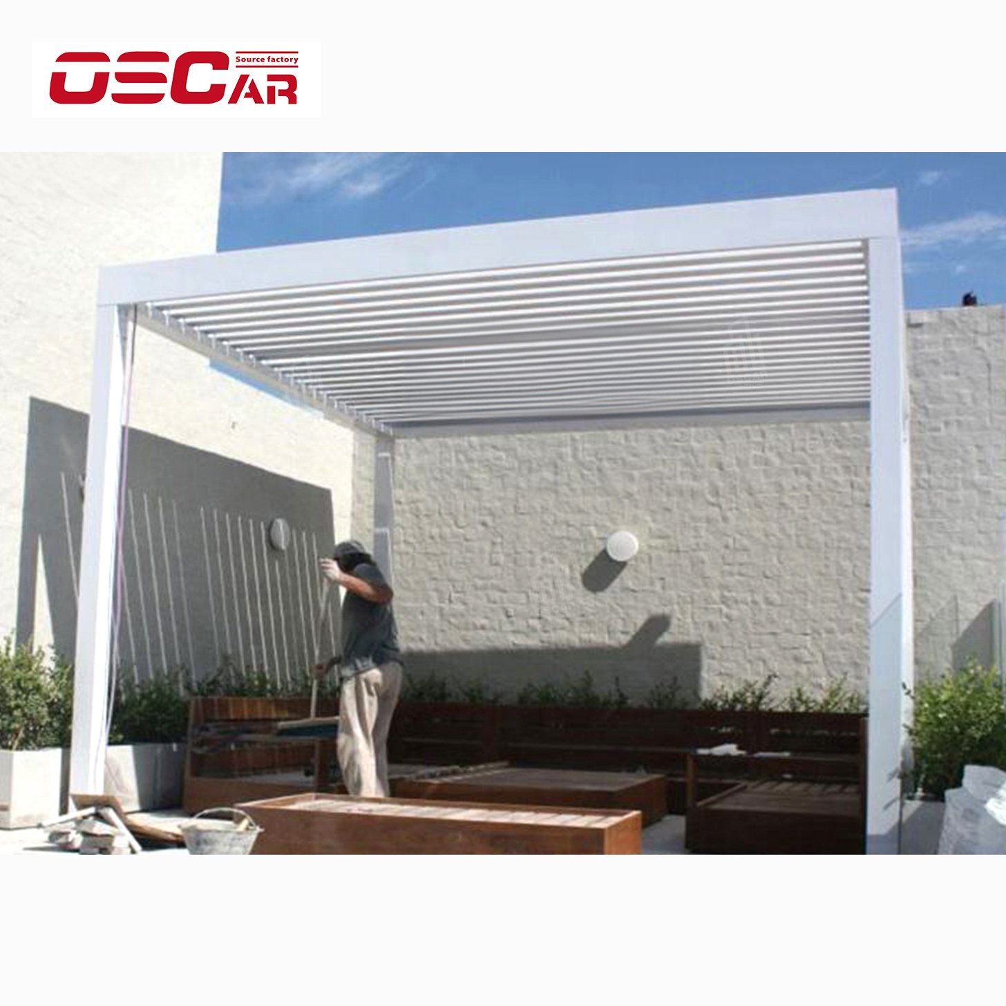Pergola Modern Design Patio Gazebo Motorized Automatic Bioclimatic Aluminium Movable Louvered Roof Pergola for Outdoor Garden