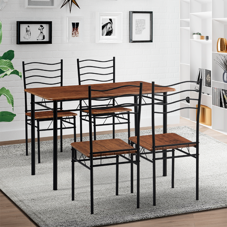 Home furniture cheap price dining room table and MDF chairs powder coating metal dining table sets DS-212