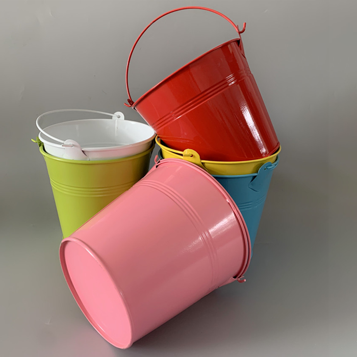 Set Of 6 Metal Buckets With Handle Mini Small Iron Flower Pots Plant Basket Metallic Pails For Party