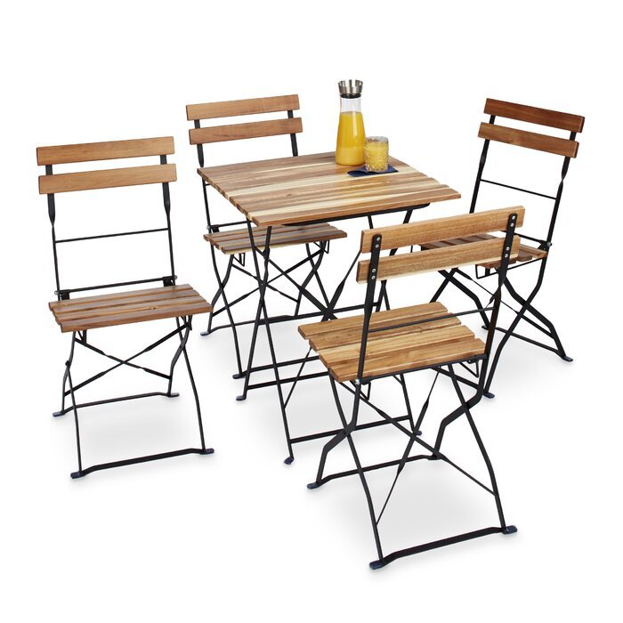 Bristol Powder Coated Iron Teak Mahogany Sungkai Wood Garden Terrace Kitchen Folding Outdoors Indoors Chair Bench