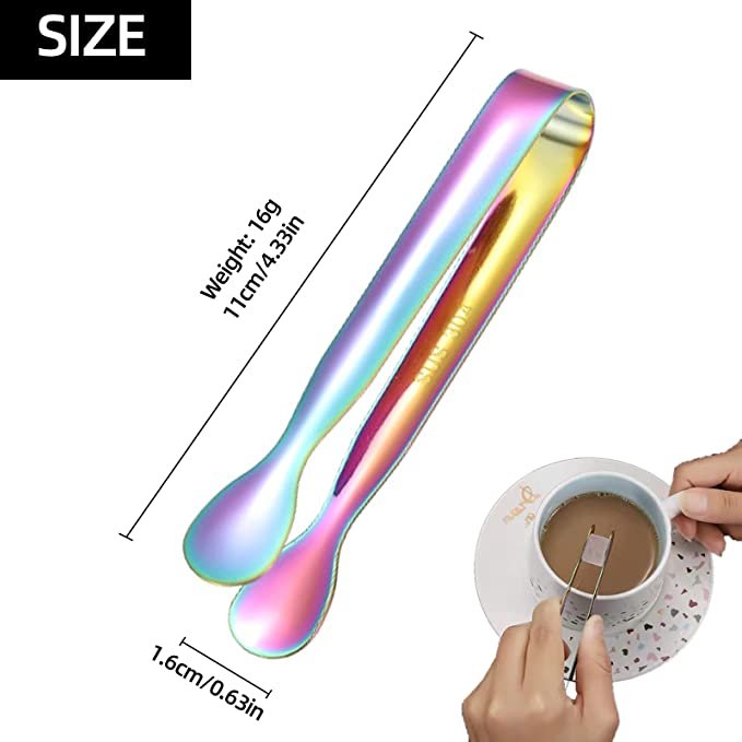 Rainbow Color PVD Coated Dinner Toast Tong in Stainless Steel Perfect for Restaurant Kitchenware and Hotelware