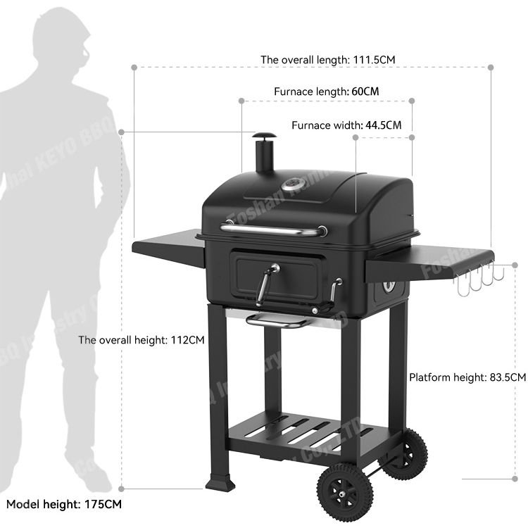 Backyard Outdoor Heavy Duty Metal Iron Adjustable Height Bbq Grill Charcoal Smoker Barbecue Grill For Party