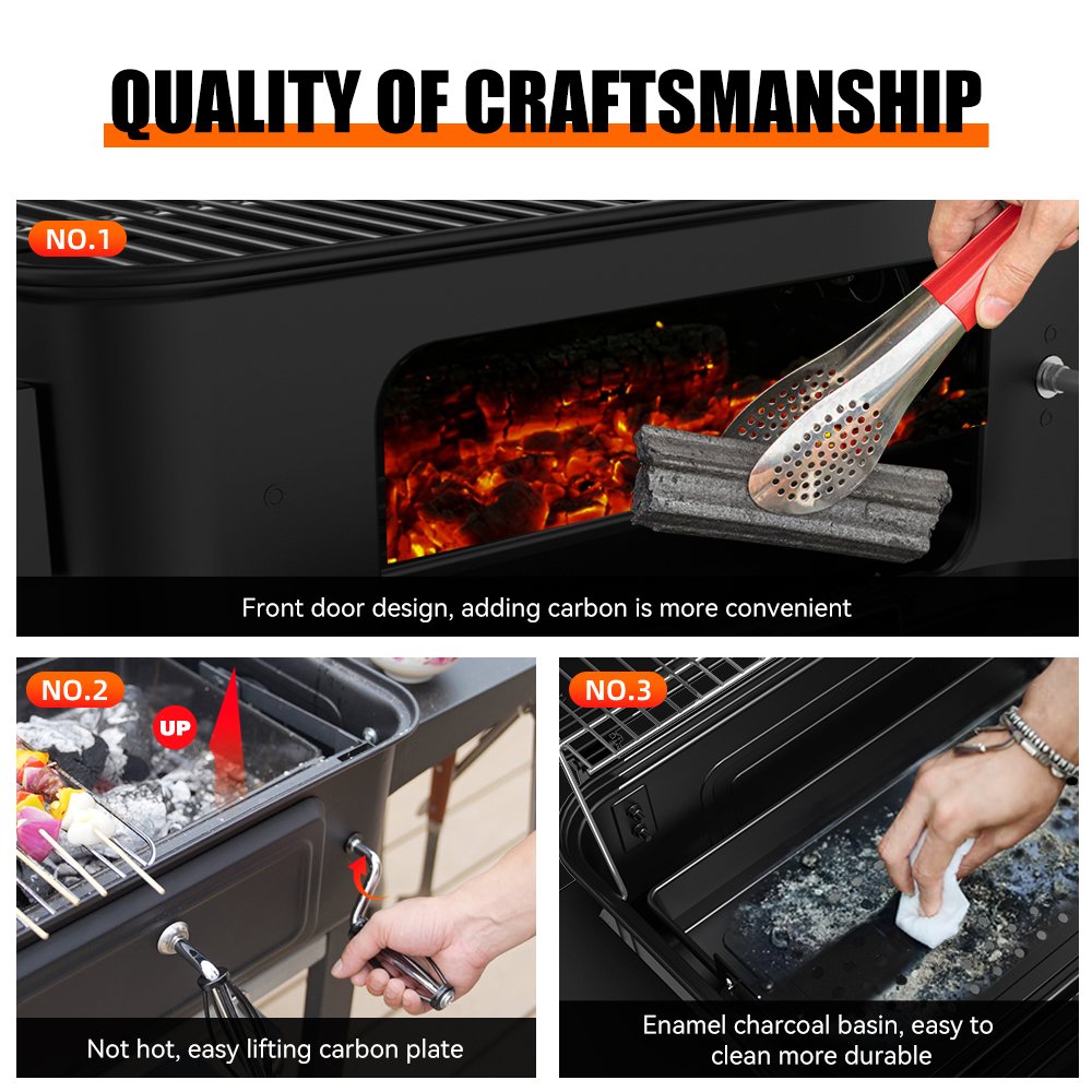 Backyard Outdoor Heavy Duty Metal Iron Adjustable Height Bbq Grill Charcoal Smoker Barbecue Grill For Party