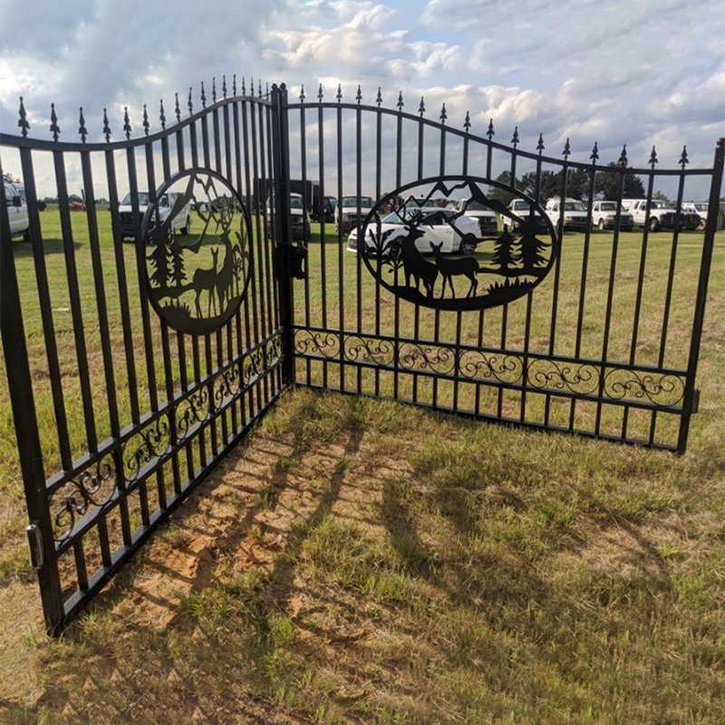 Metal wrought iron decorative gate process double open garden gate simple sliding door wrought iron gate design