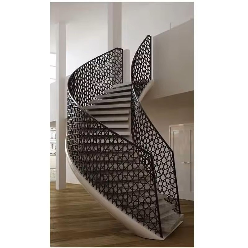 Hand forged elegance interior safety wrought iron spiral railings for stair
